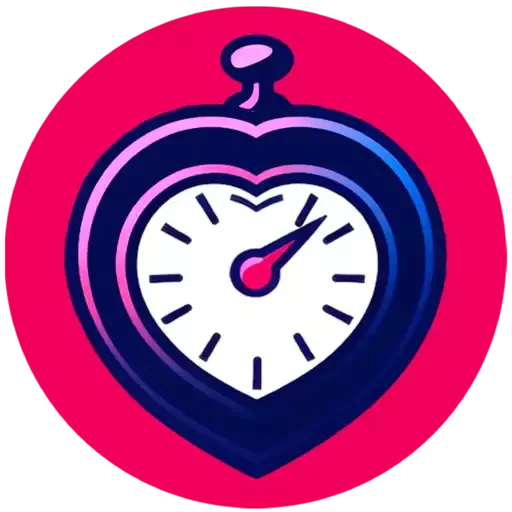 Logotipo de Citas Flash, web de speed dating, que consiste en un reloj con forma de corazón